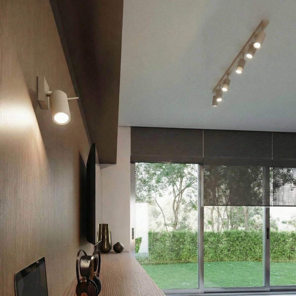 
Design Deckenlampe „Ring“ 4-flammig (linear) - Taupe