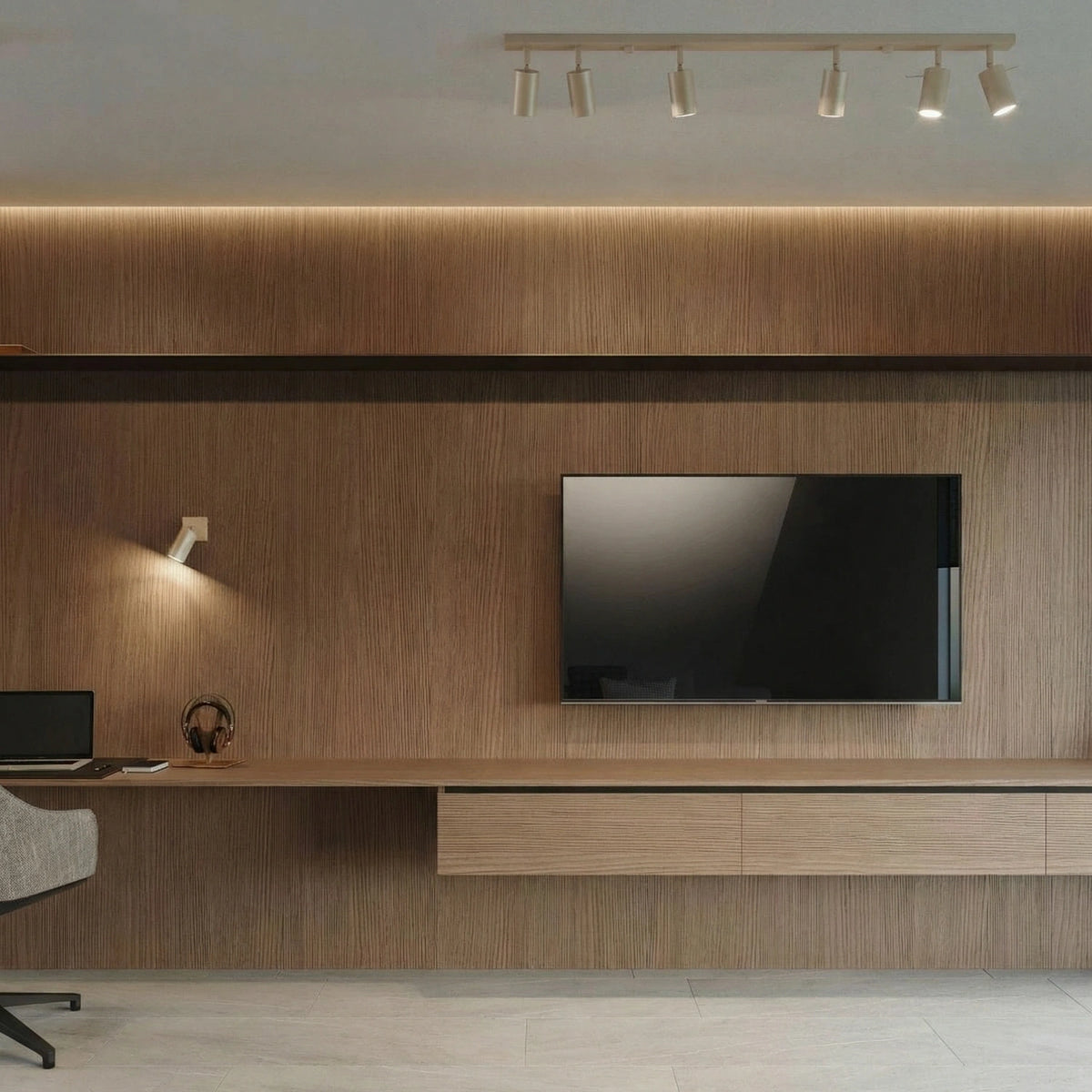 
Design Deckenlampe „Ring“ 4-flammig (linear) - Taupe