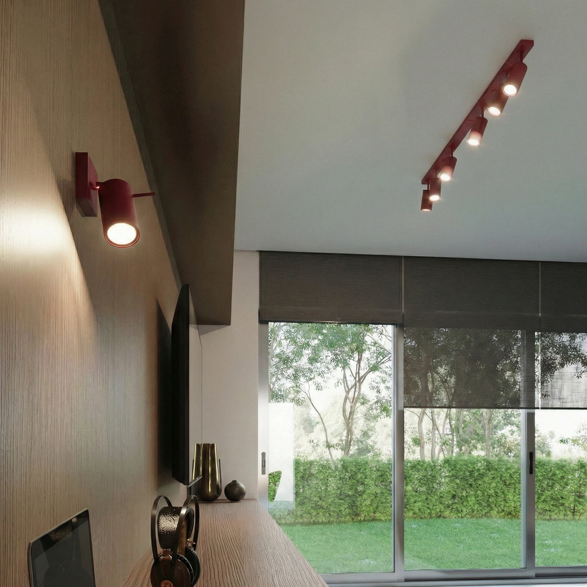 
Design Deckenlampe „Ring“ 2-flammig - Burgundrot