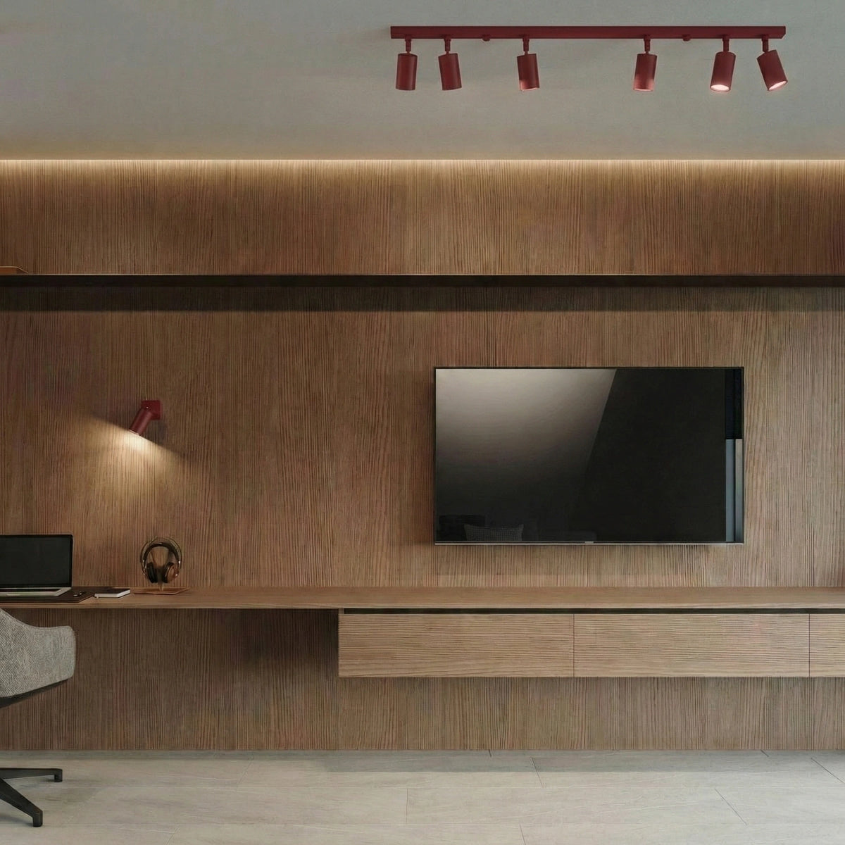 
Design Deckenlampe „Ring“ 2-flammig - Burgundrot