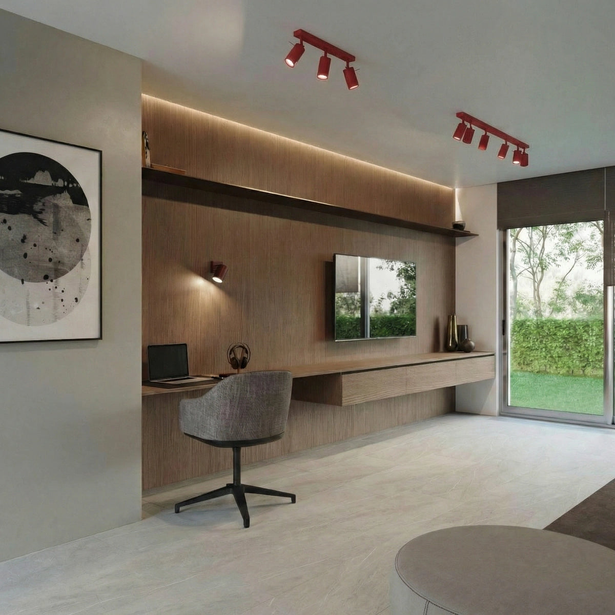 
Design Deckenlampe „Ring“ 2-flammig - Burgundrot