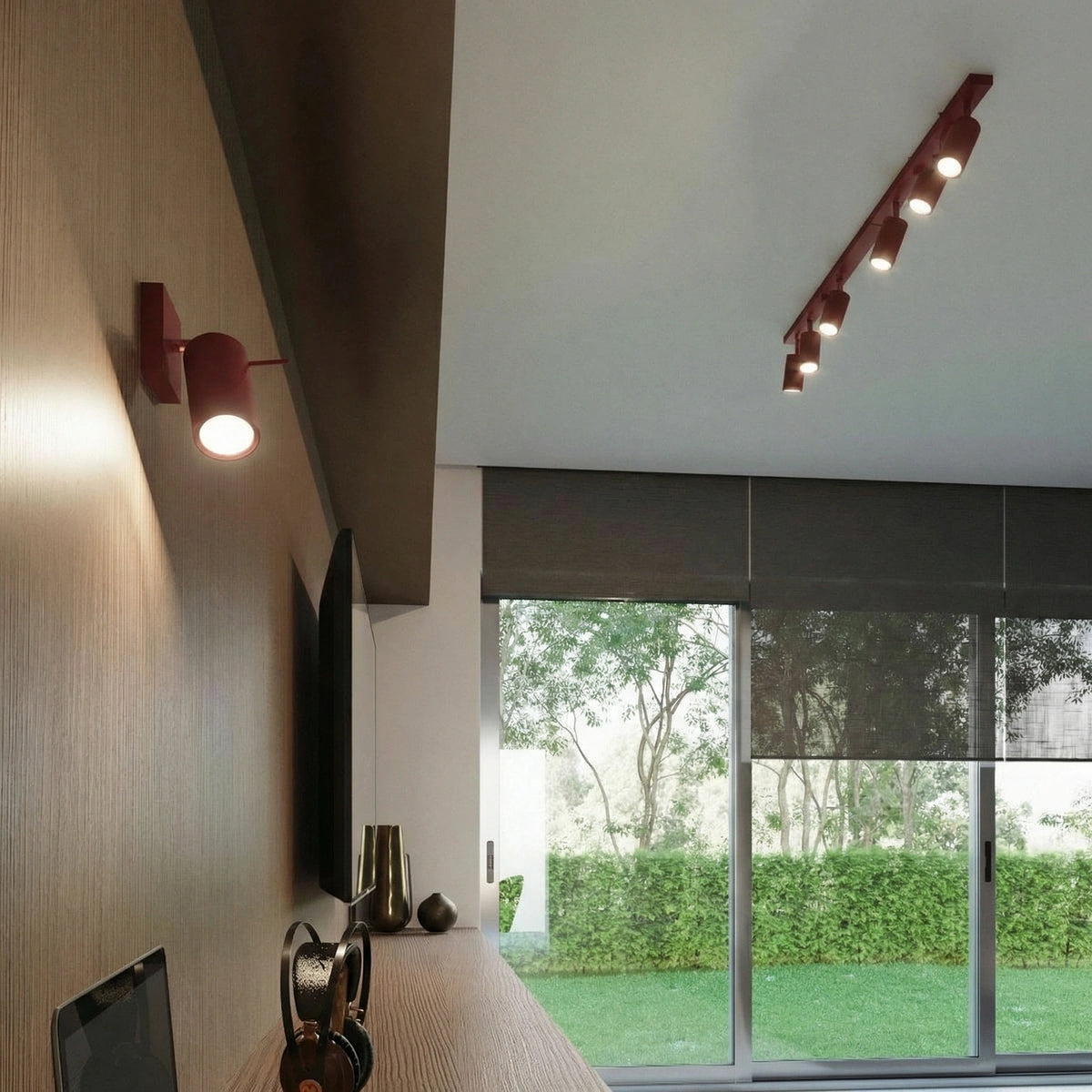 
Design Deckenlampe „Ring“ 3-flammig - Burgundrot