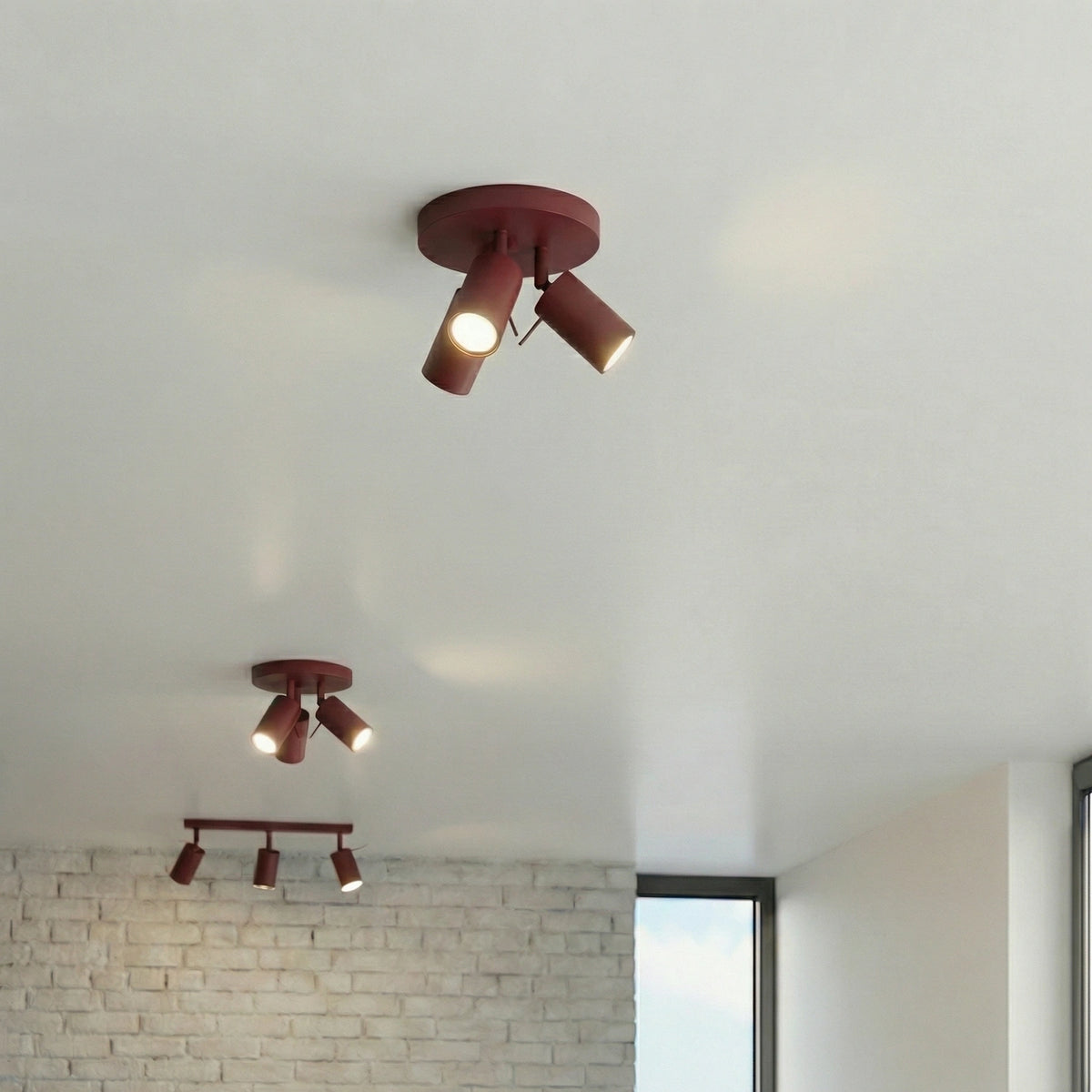 
Runde Design Deckenlampe „Ring“ 3-flammig - Burgundrot