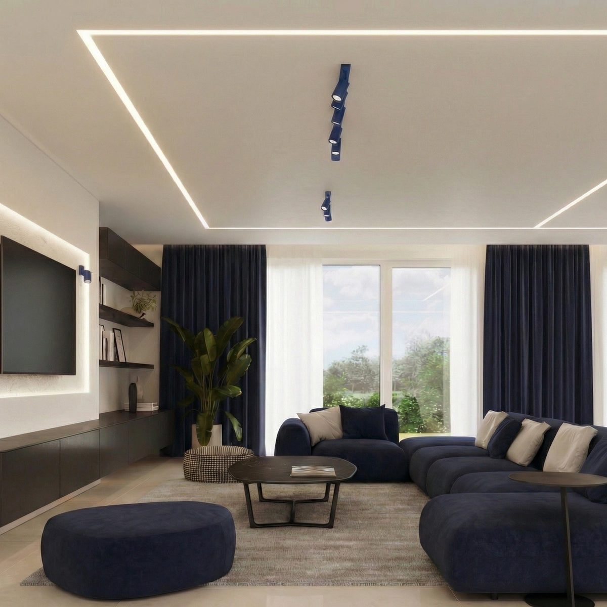 
Design Deckenlampe „Ring“ 2-flammig - Ultramarine