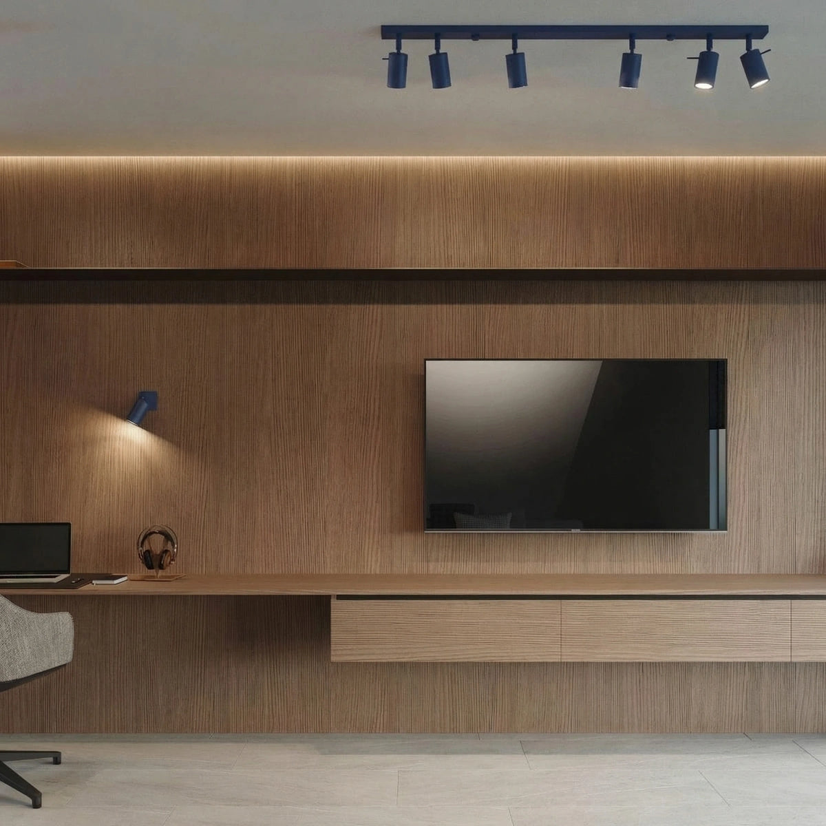 
Design Deckenlampe „Ring“ 3-flammig - Ultramarine