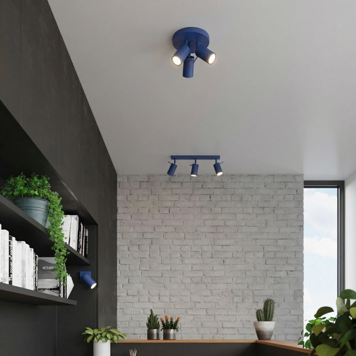 
Runde Design Deckenlampe „Ring“ 3-flammig - Ultramarine