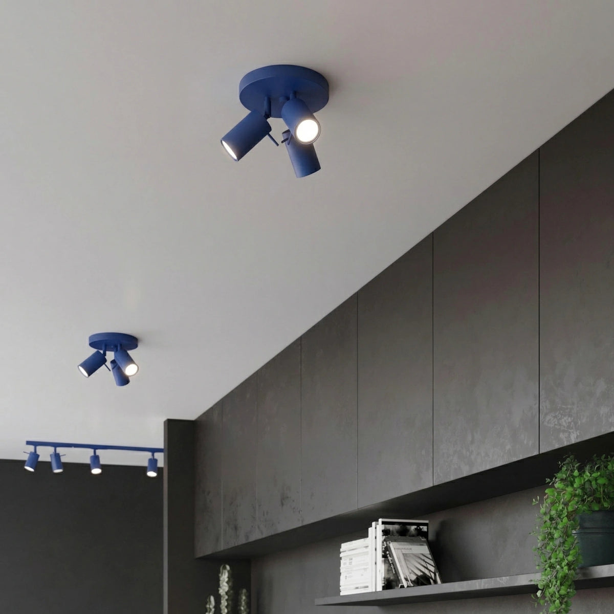 
Runde Design Deckenlampe „Ring“ 3-flammig - Ultramarine
