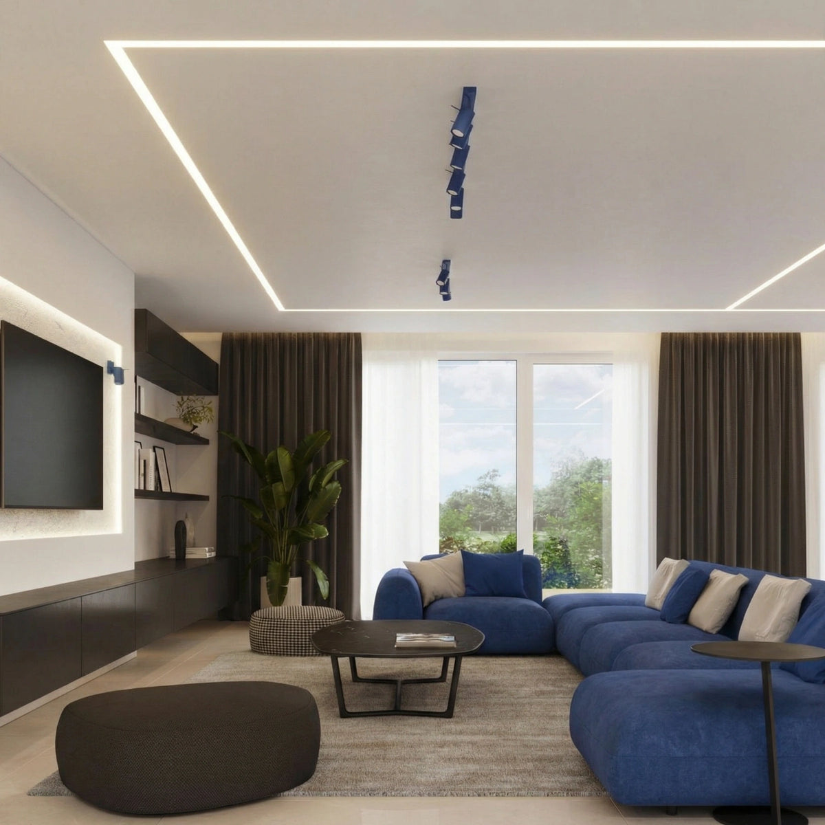 
Design Deckenlampe „Ring“ 4-flammig (linear) - Ultramarine