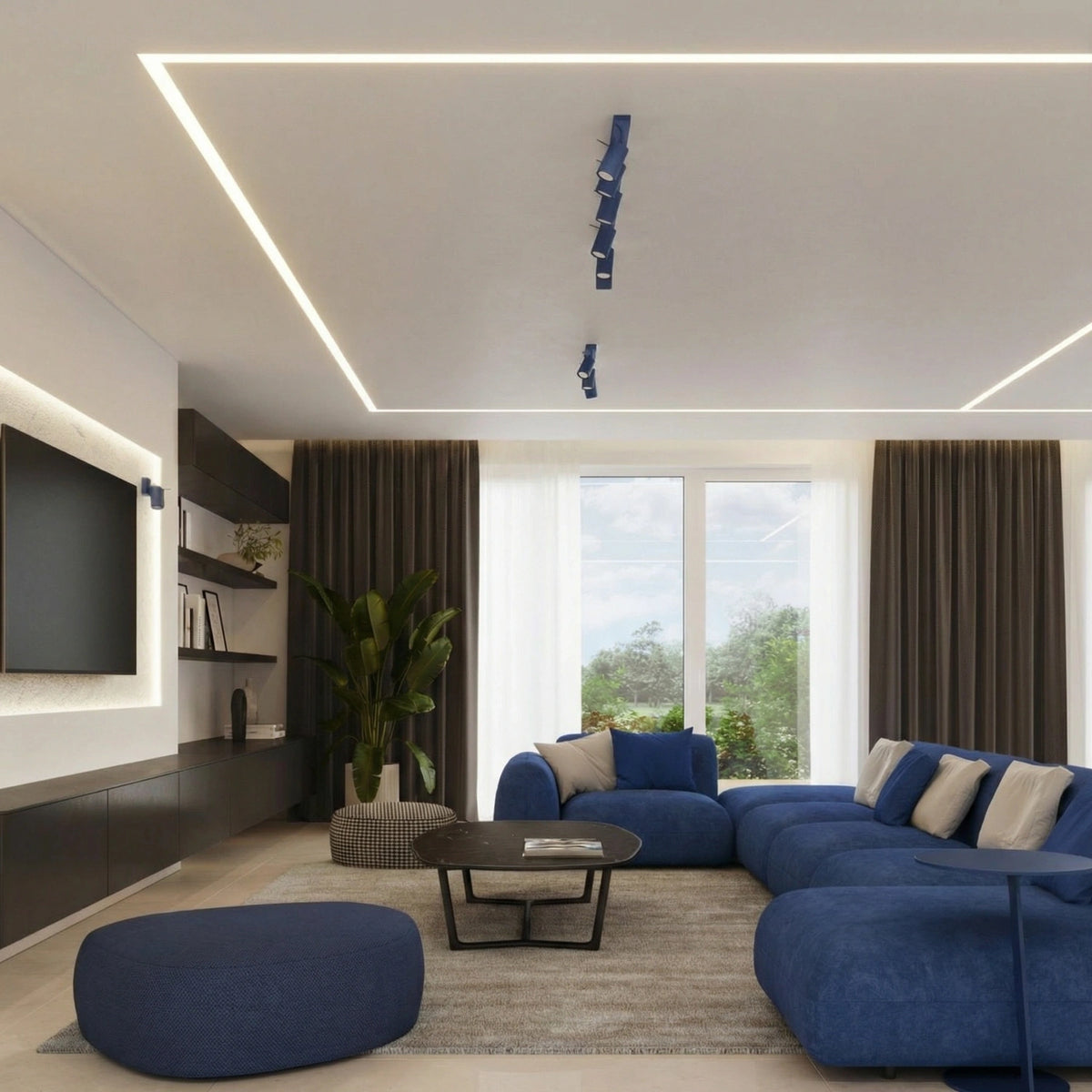 
Design Deckenlampe „Ring“ 6-Flammig (linear) - Ultramarine
