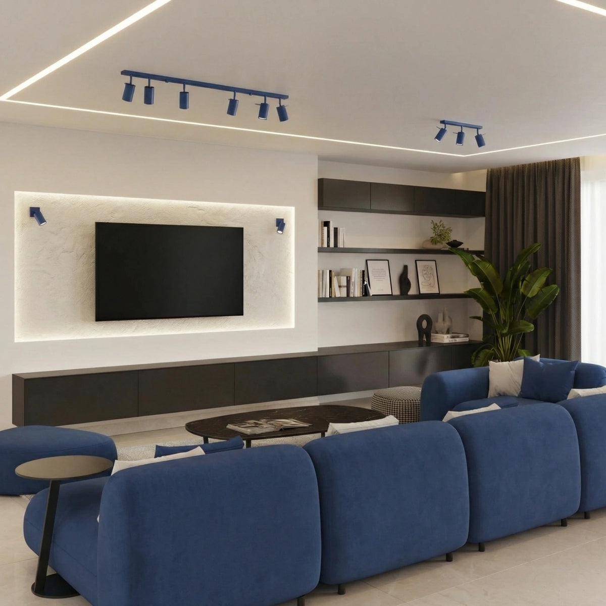 
Design Deckenlampe „Ring“ 6-Flammig (linear) - Ultramarine