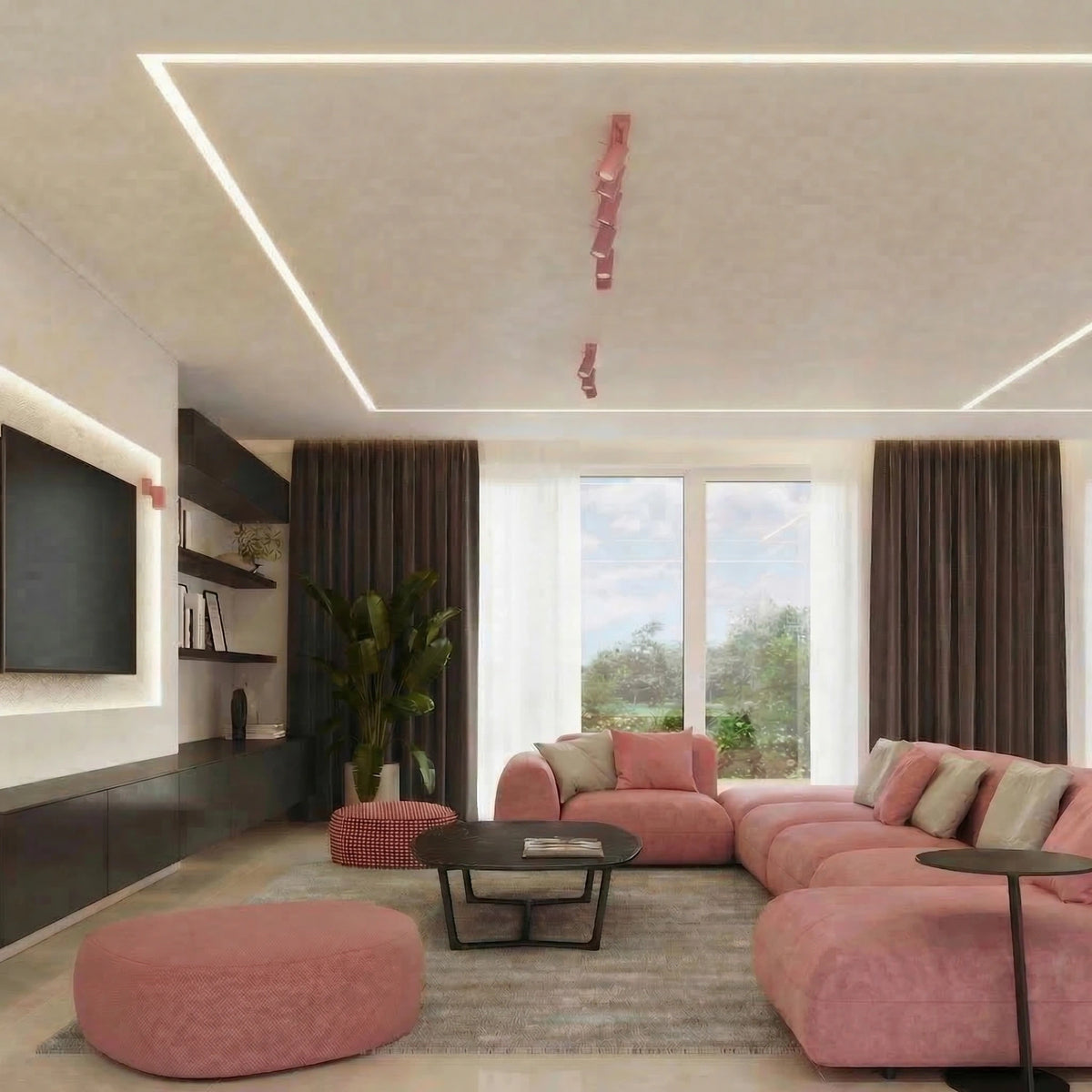 
Design Deckenlampe „Ring“ 2-flammig - Rosa
