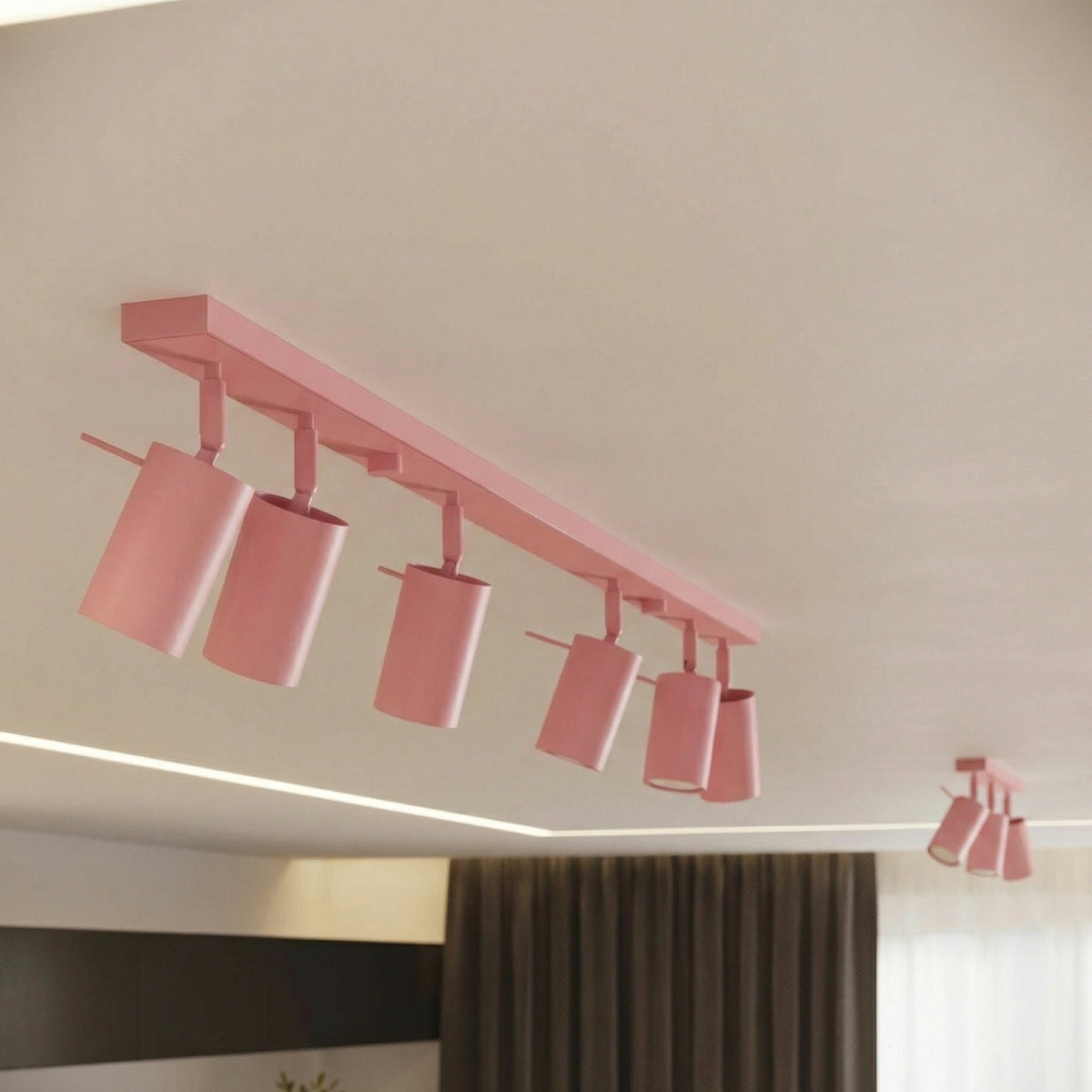 
Design Deckenlampe „Ring“ 4-flammig (linear) - Rosa