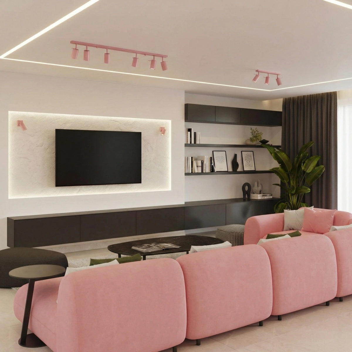 
Design Deckenlampe „Ring“ 6-Flammig (linear) - Rosa