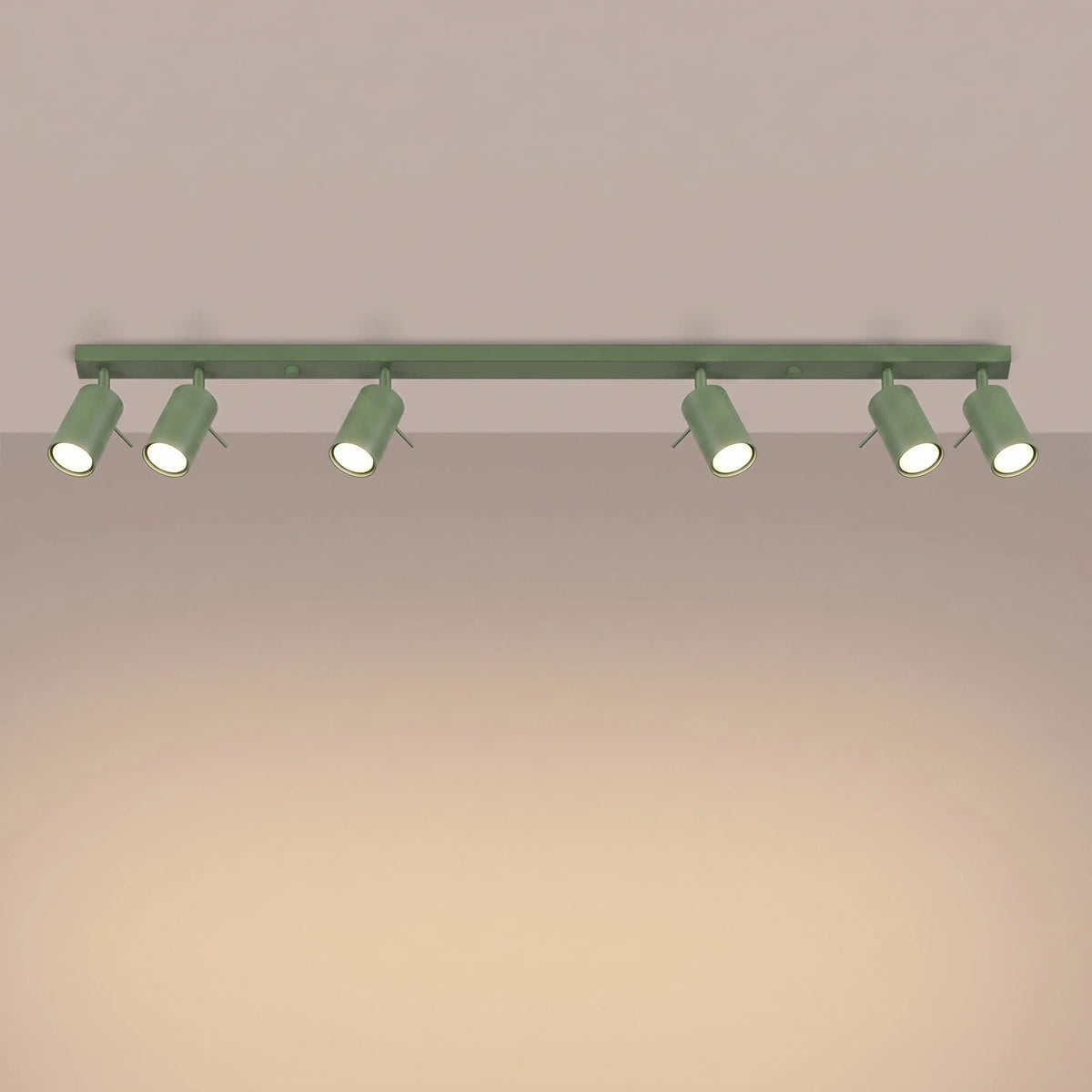 
Design Deckenlampe „Ring“ 6-Flammig (linear) - Salbeigrün
