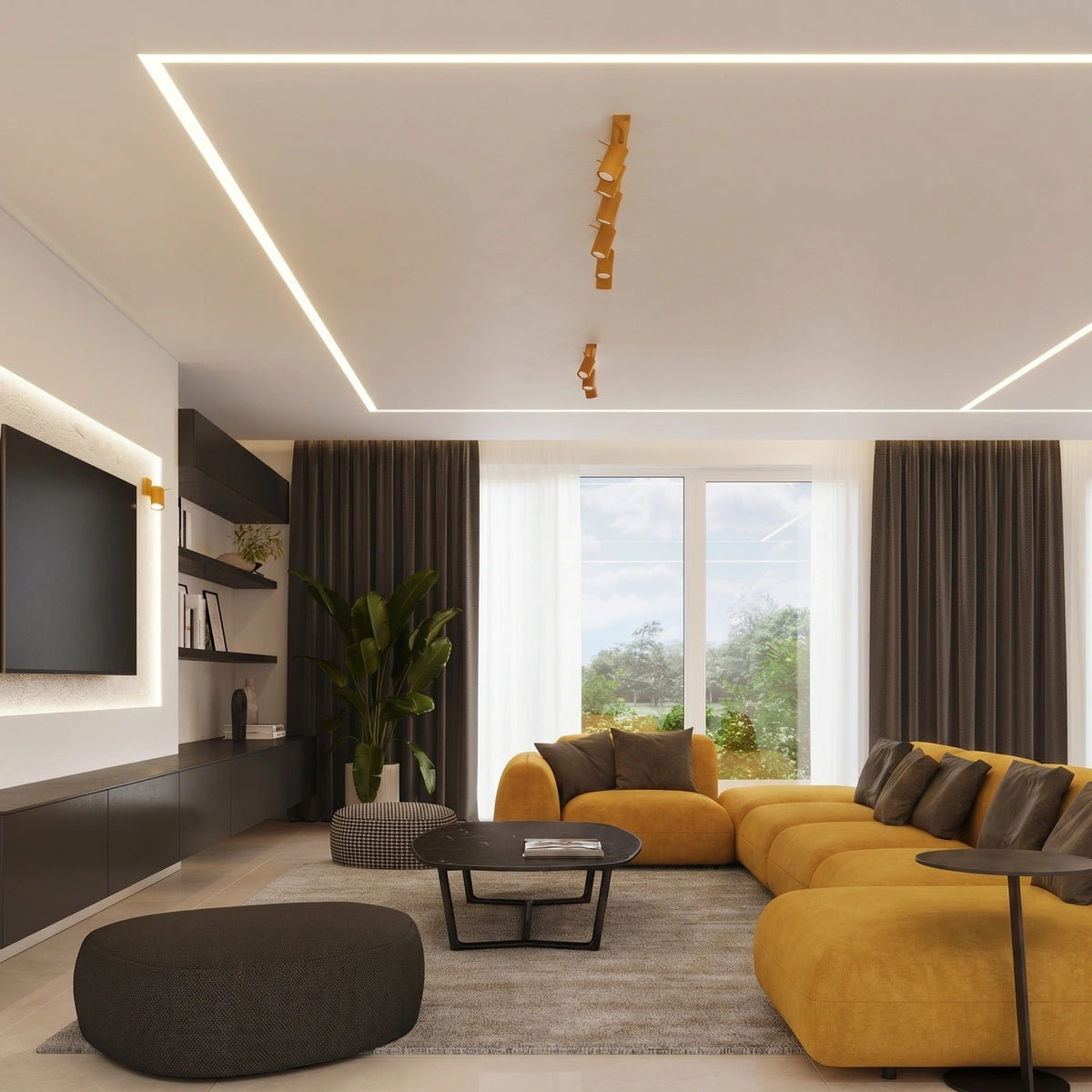 
Design Deckenlampe „Ring“ 2-flammig - Gelb