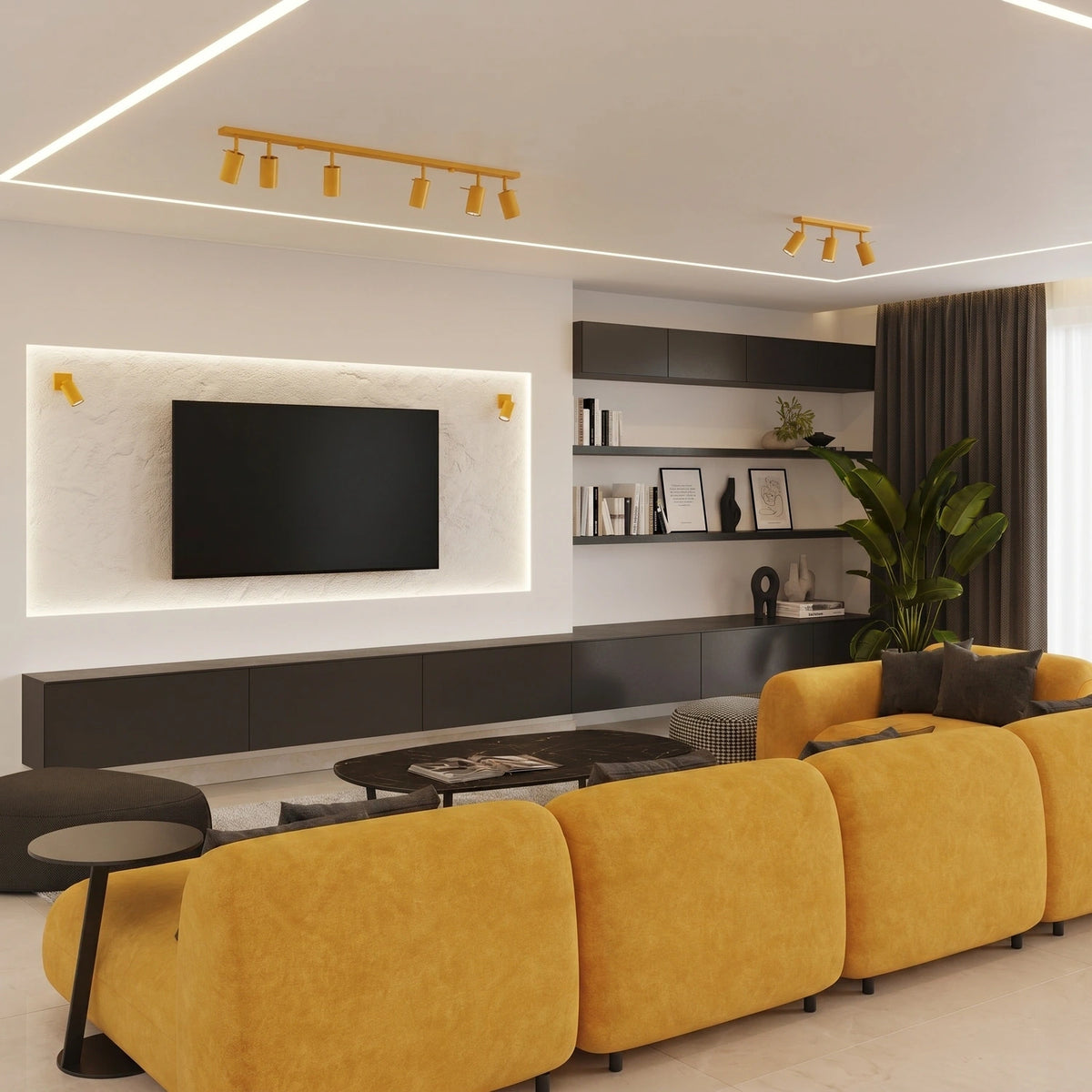 
Runde Design Deckenlampe „Ring“ 3-flammig - Gelb