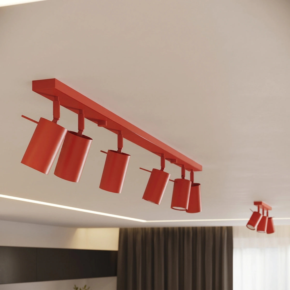 
Design Deckenlampe „Ring“ 4-flammig (linear) - Rot