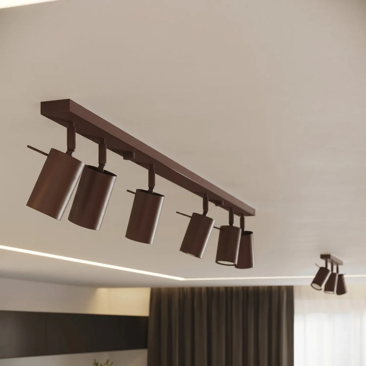 
Design Deckenlampe „Ring“ 4-flammig (linear) - Braun