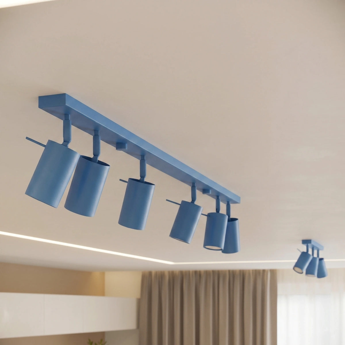 
Design Deckenlampe „Ring“ 4-flammig (linear) - Hellblau