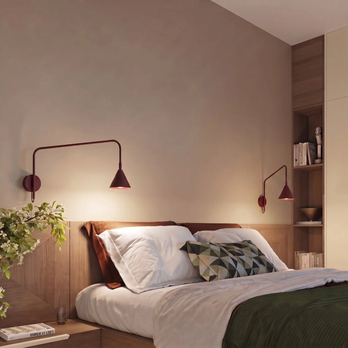 
Lampada da parete di design «Nox» - Rosso bordeaux