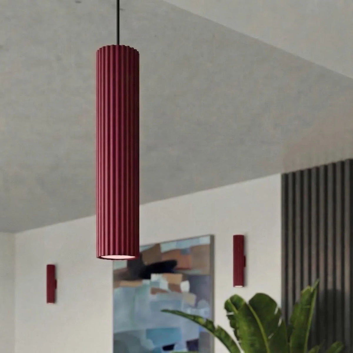 
Design Deckenlampe „Karbon“ - Burgundrot / Ø 6.5 x 20 cm