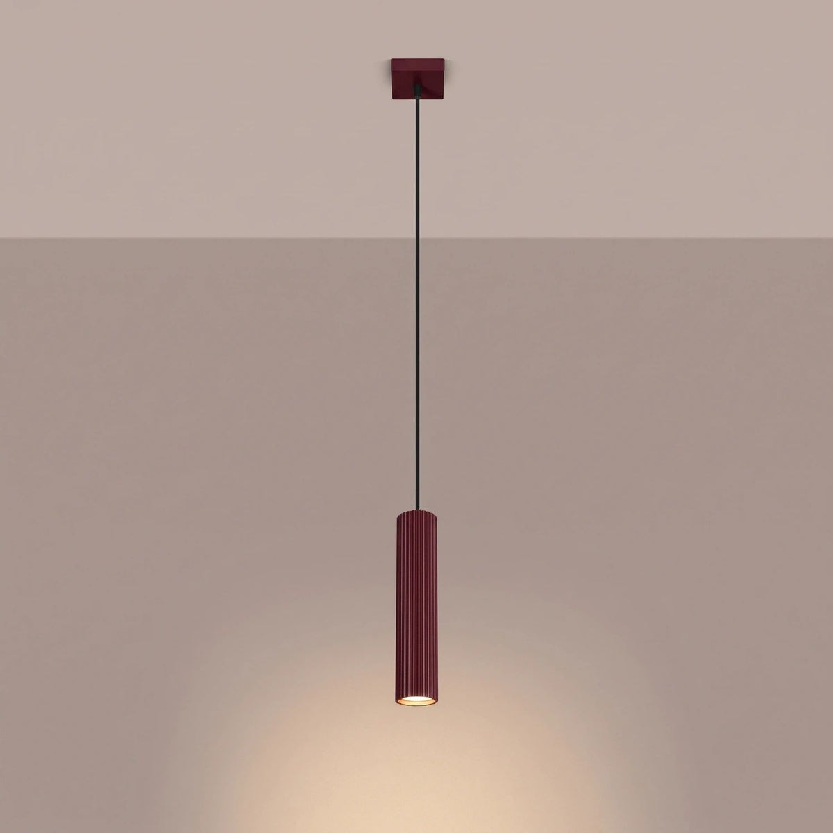 
Design Pendellampe „Karbon“ 1-flammig - Burgundrot