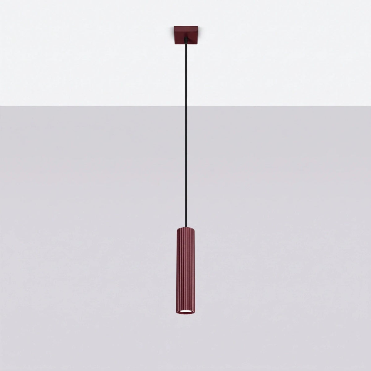 
Design Pendellampe „Karbon“ 1-flammig - Burgundrot