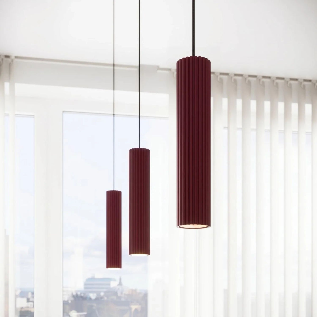 
Suspension design « Karbon » 3 lumières (linéaire) - Bordeaux