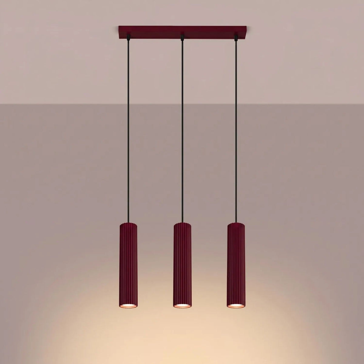 
Suspension design « Karbon » 3 lumières (linéaire) - Bordeaux