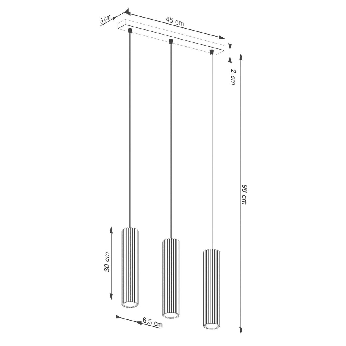 
Suspension design « Karbon » 3 lumières (linéaire) - Bordeaux