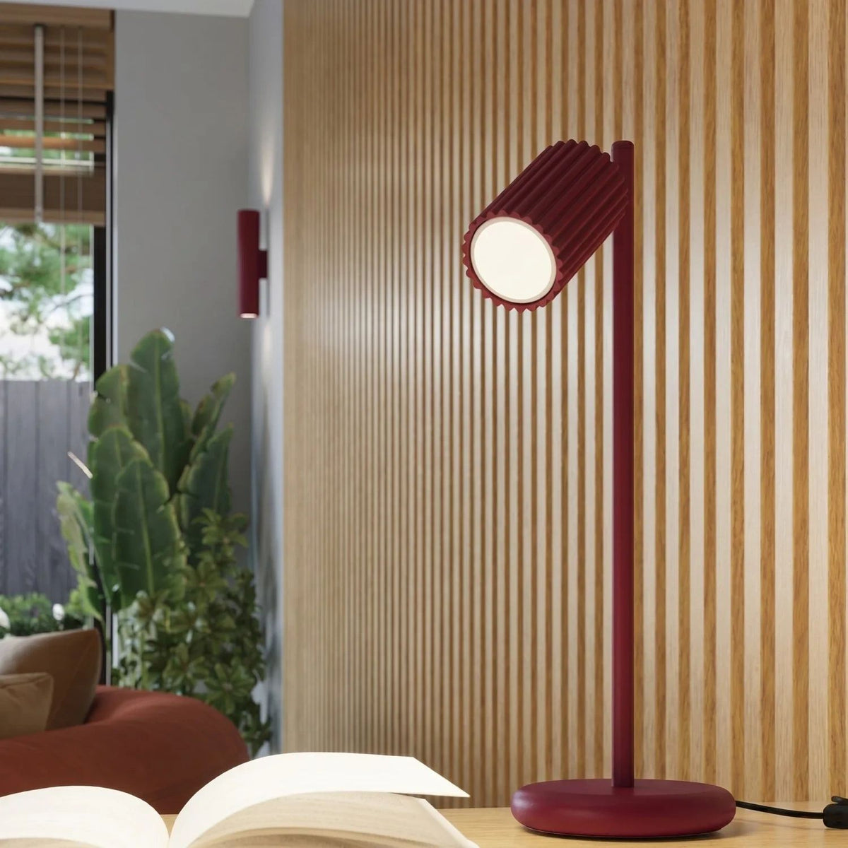 
Design Pendellampe „Karbon“ 3-flammig - Burgundrot