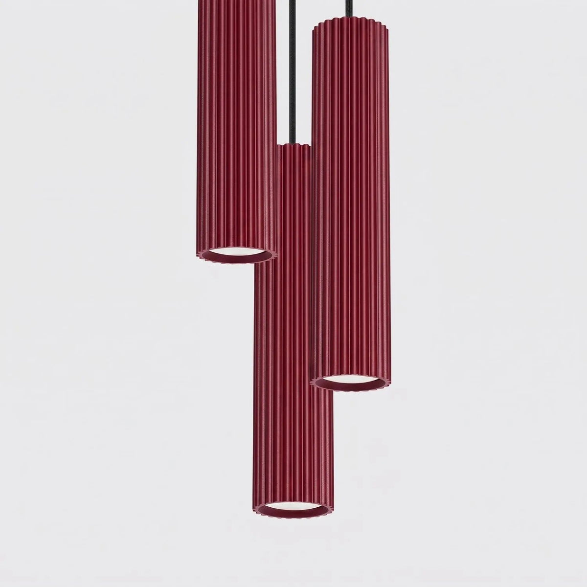 
Design Pendellampe „Karbon“ 3-flammig - Burgundrot