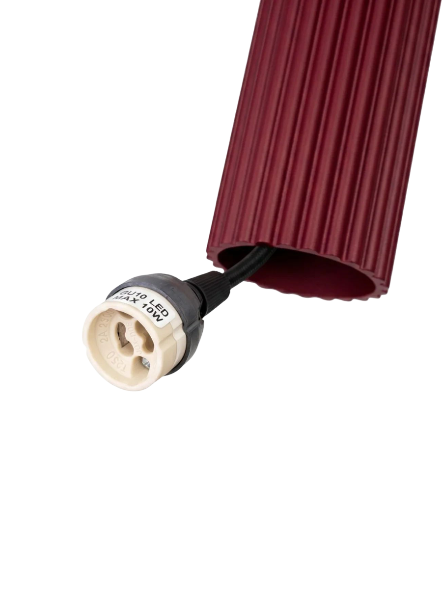 
Design Pendellampe „Karbon“ 3-flammig - Burgundrot