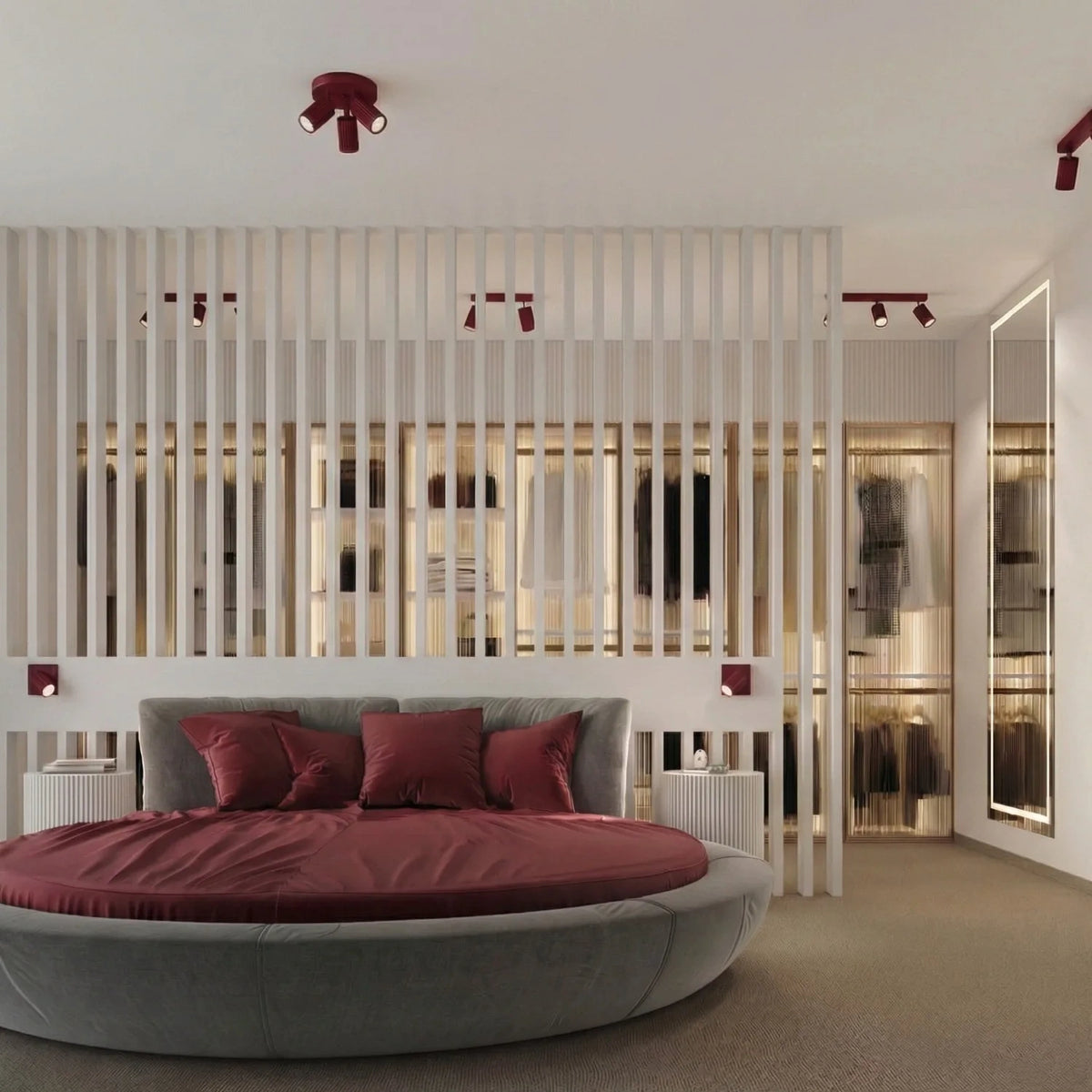 
Design Wandlampe „Karbon II“ - Burgundrot