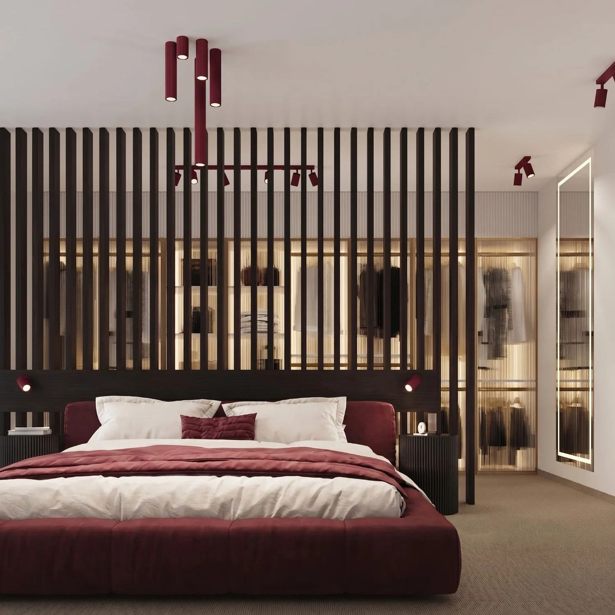 
Design Deckenlampe „Karbon“ 2-flammig - Burgundrot