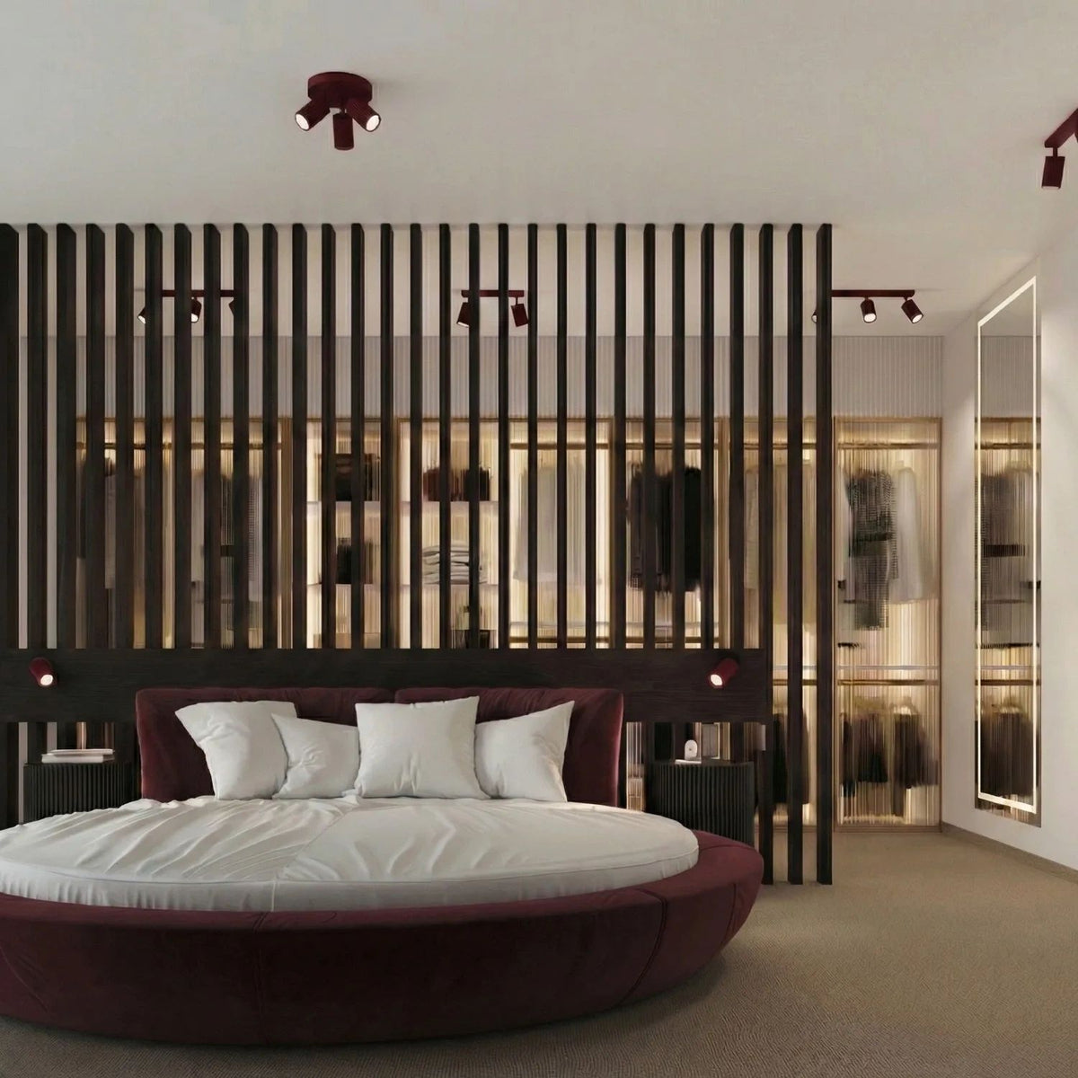 
Design Deckenlampe „Karbon“ 3-flammig - Burgundrot