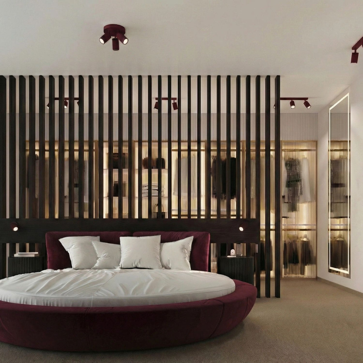 
Design Deckenlampe „Karbon II“ 3-flammig - Burgundrot
