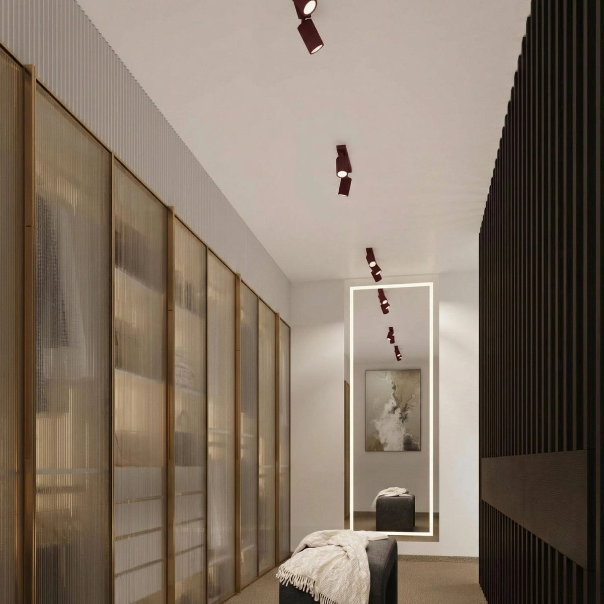 
Design Deckenlampe „Karbon II“ 3-flammig - Burgundrot