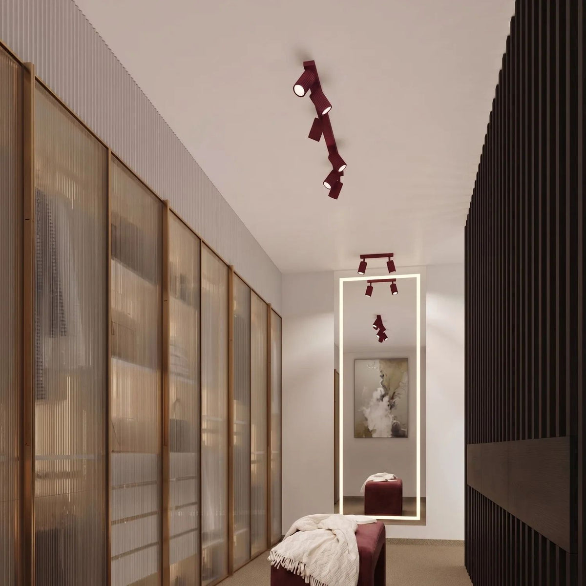 
Design Deckenlampe „Karbon“ 6-Flammig - Burgundrot