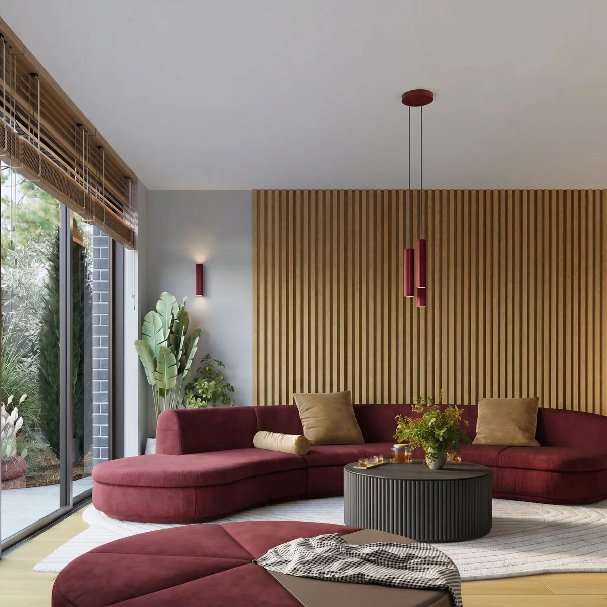 
Design Tischlampe „Karbon“ - Burgundrot