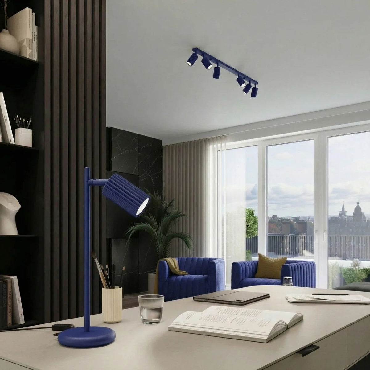 
Design Pendellampe „Karbon“ 2-flammig - Ultramarine