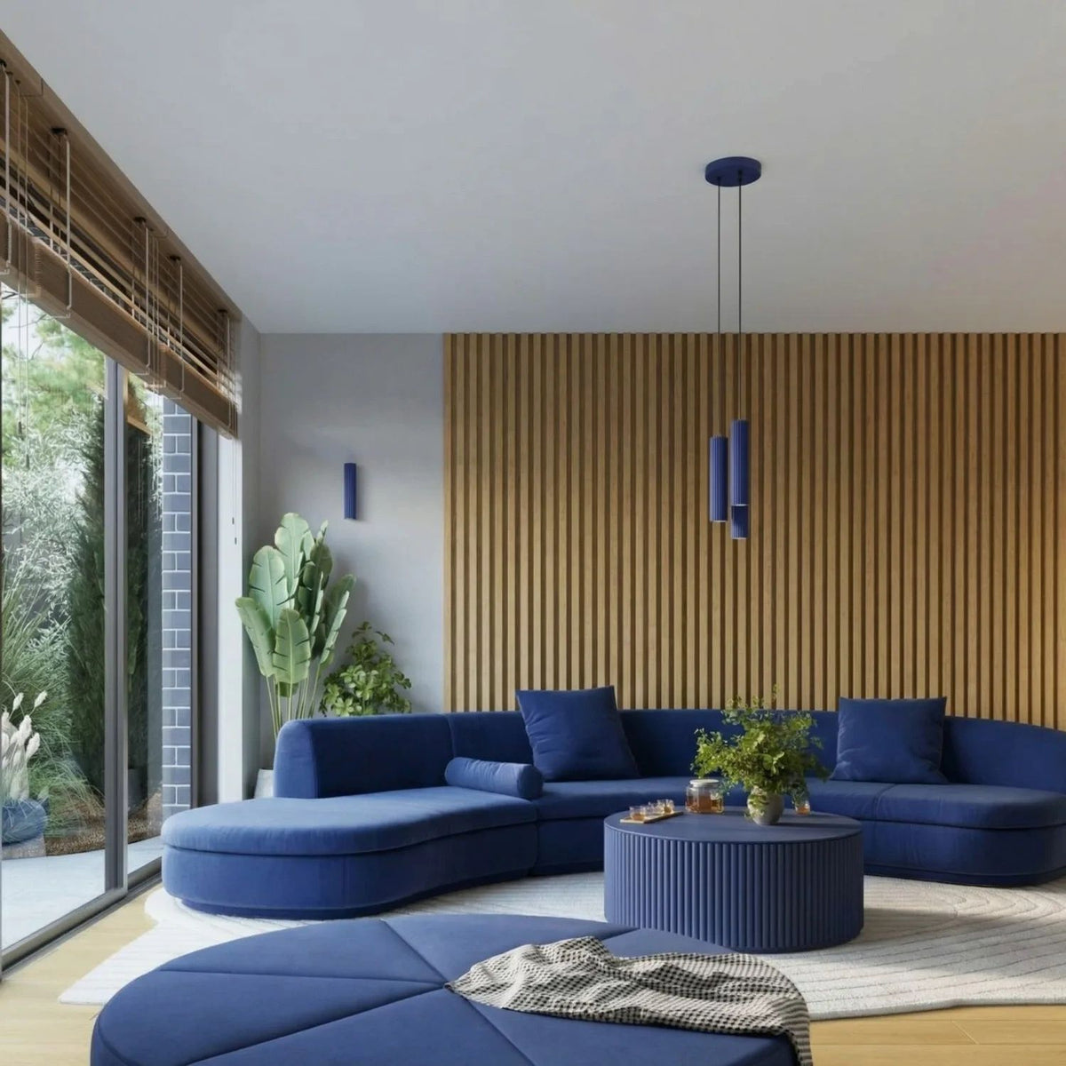 
Design Pendellampe „Karbon“ 3-flammig - Ultramarine