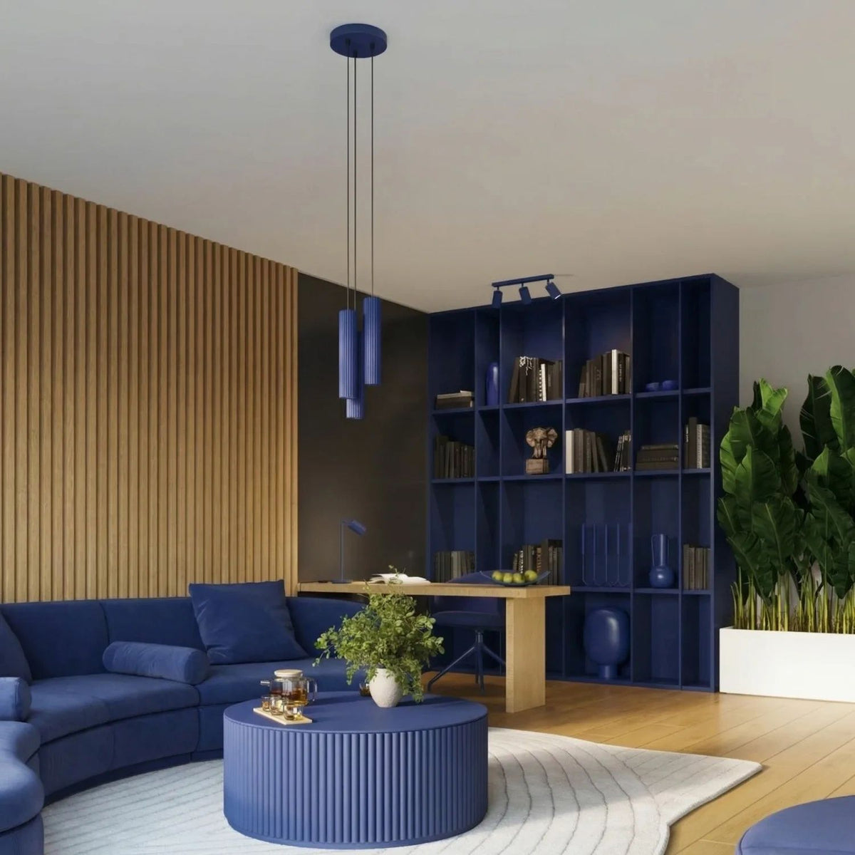 
Design Pendellampe „Karbon“ 3-flammig - Ultramarine
