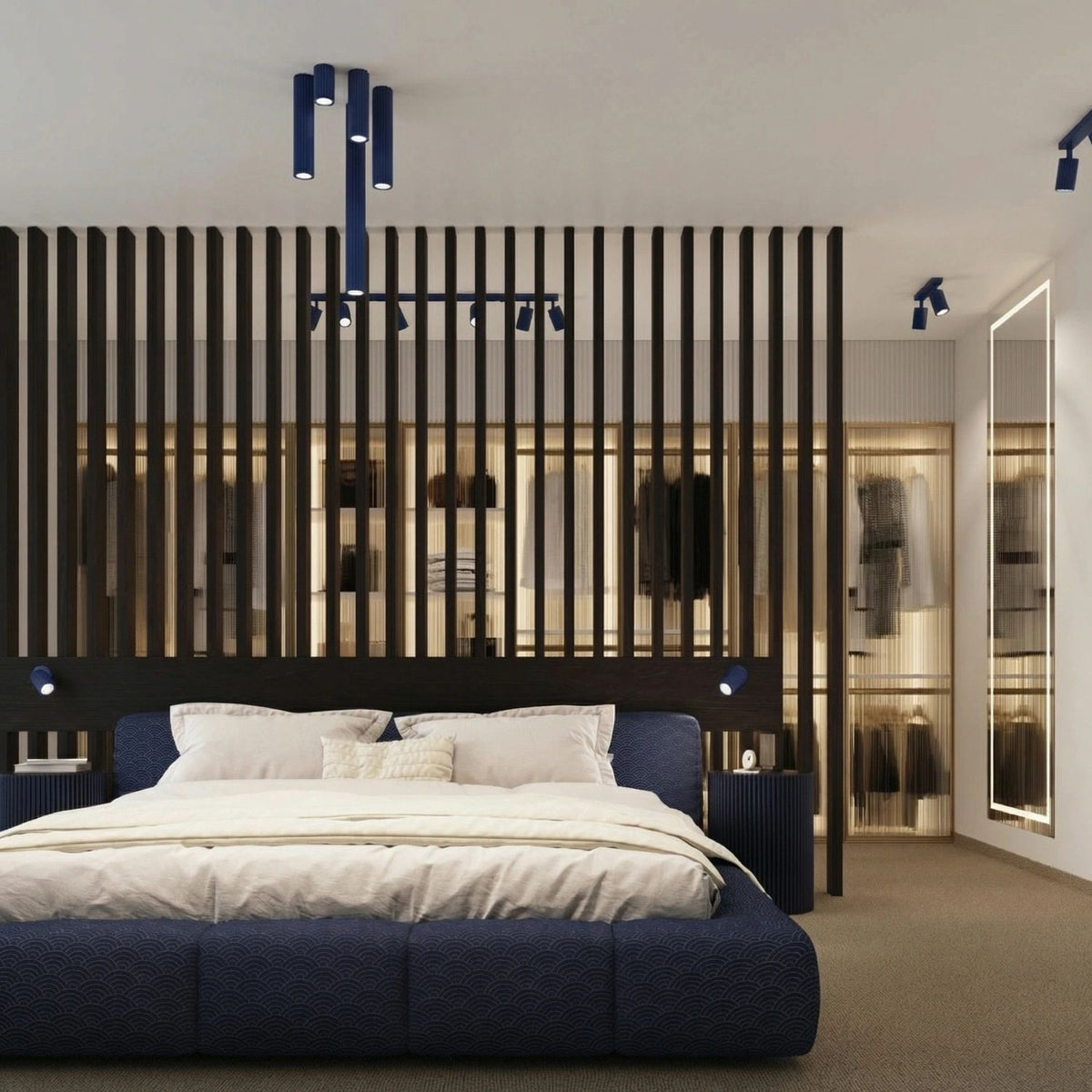 
Design Deckenlampe „Karbon II“ 3-flammig - Ultramarine