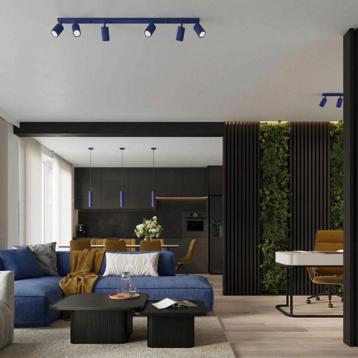 
Design Deckenlampe „Karbon“ 4-flammig - Ultramarine