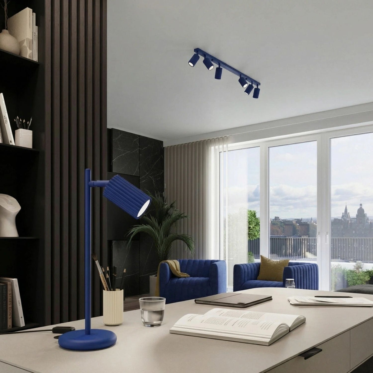 
Design Deckenlampe „Karbon“ 4-flammig - Ultramarine