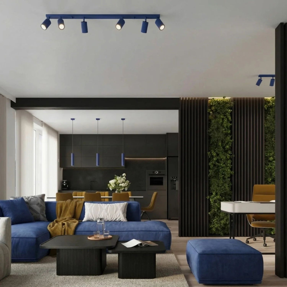 
Design Deckenlampe „Karbon“ 6-Flammig - Ultramarine