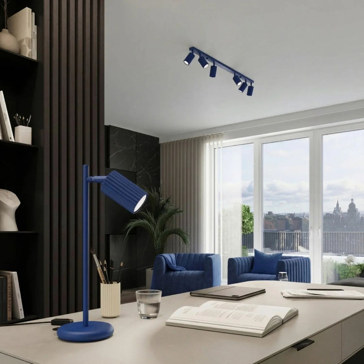 
Design Deckenlampe „Karbon“ 6-Flammig - Ultramarine