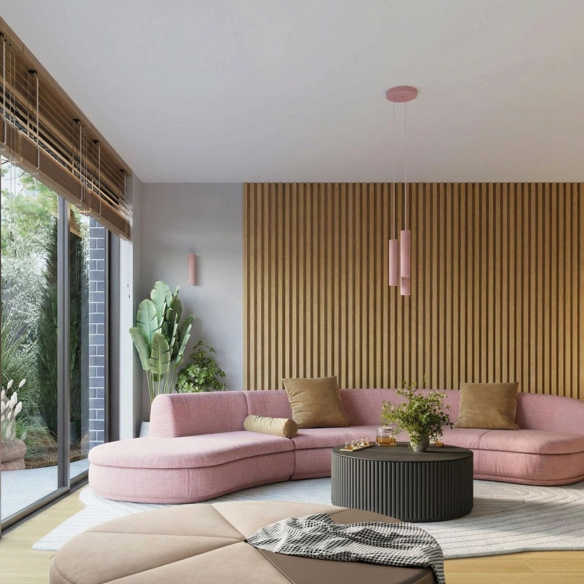 
Design Pendellampe „Karbon“ 1-flammig - Rosa