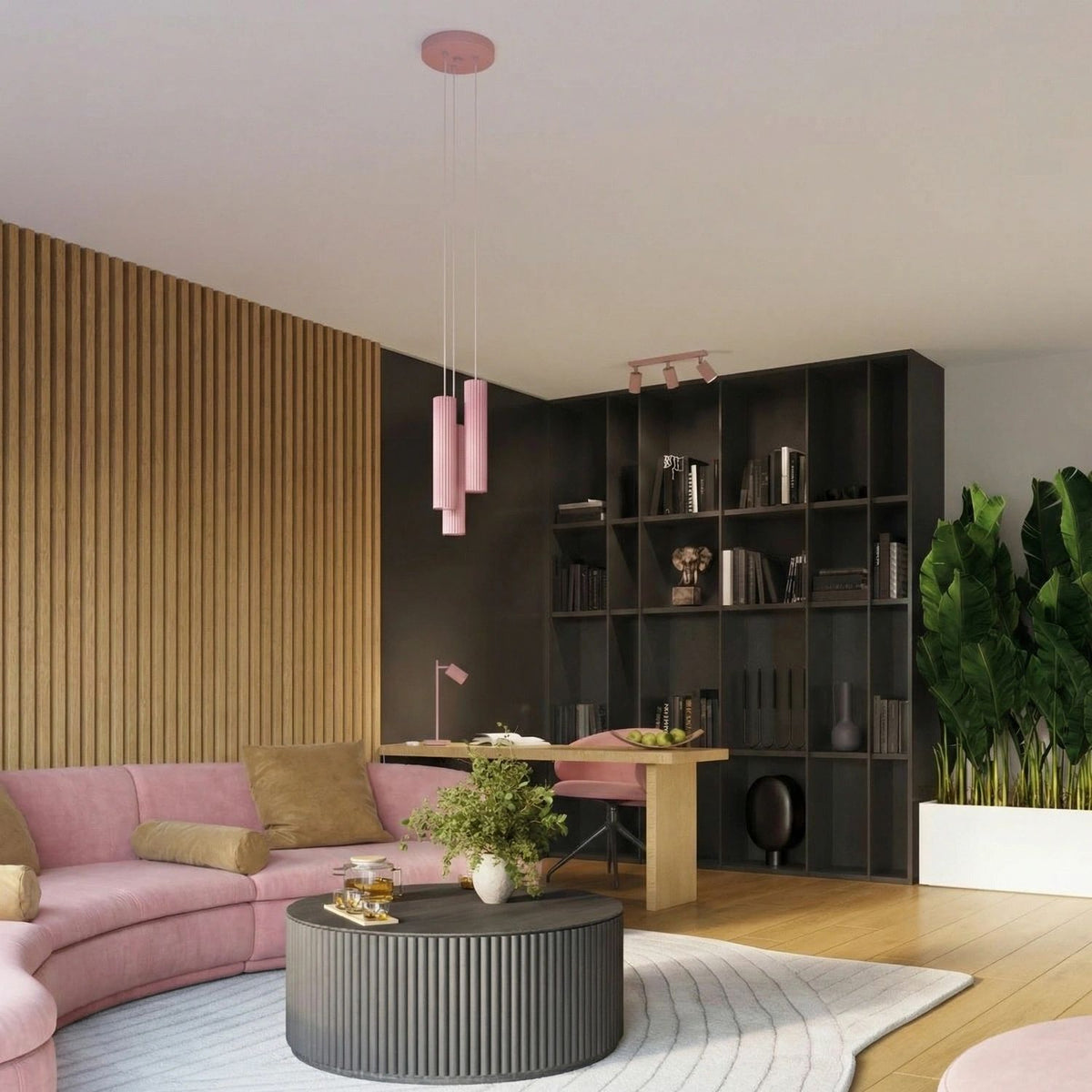 
Design Pendellampe „Karbon“ 1-flammig - Rosa